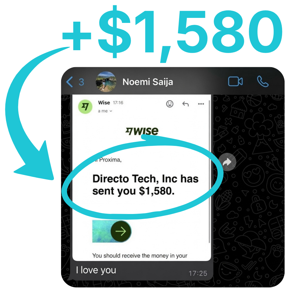 Noemi — +$1,580 received via Wise